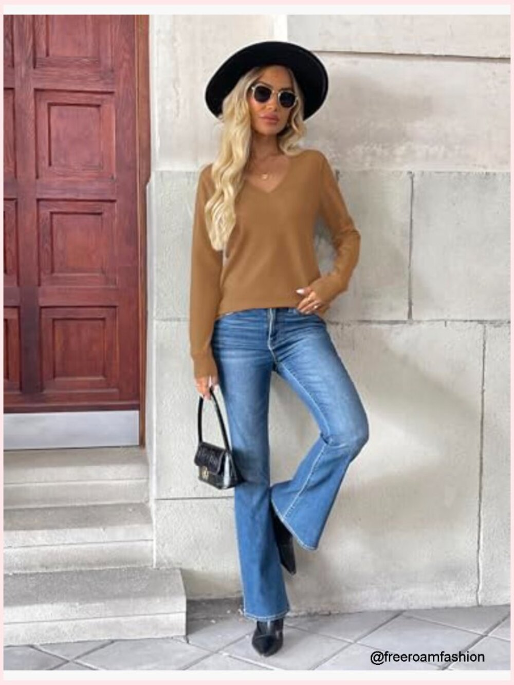 V Neck Lightweight Ribbed Knit Pullover Long Sleeve Casual Sweater Tops - Picture 4 of 7